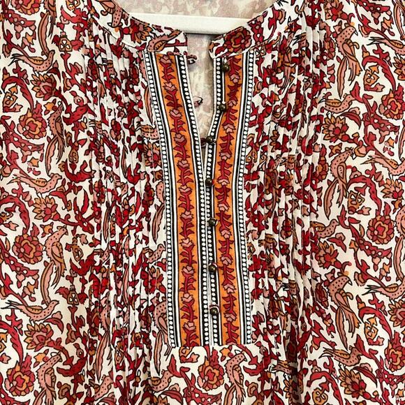 Anthropologie Meadow Rue Womens Rust Floral Peasant Top Blouse XS - Picture 8 of 9